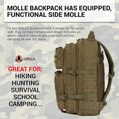 Backpack 40L Large Military 1 to 3 Day Molle Assault Pack Rucksack Army Bag