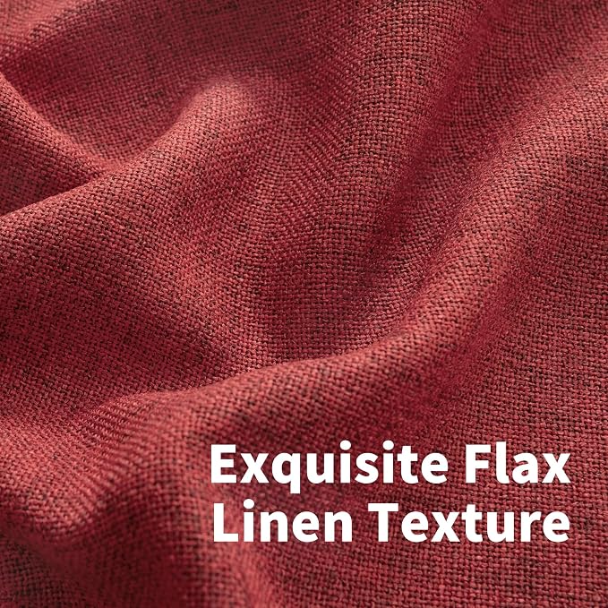 YoungsTex Red Linen Semi Sheer Curtains 72 Inch Length - Image 4