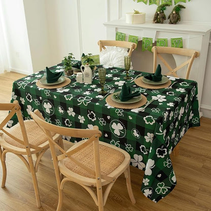 Saint Patricks Day Classic Buffalo Shamrock Tablecloth Fabric - Image 2