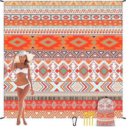 WIWIGO Beach Blanket Waterproof Sandproof Beach Mat 79" X 83"/10'x9'for 2-8 by WIWIGO