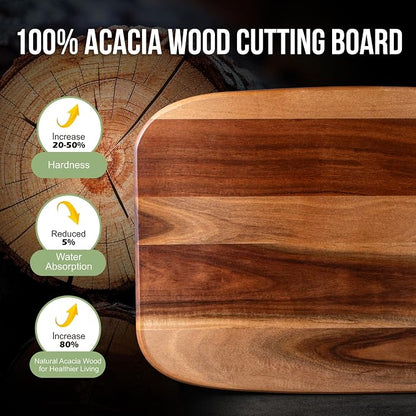 Wood Cutting Boards for Kitchen, JAMES.F Acacia Wooden Heavy Duty Cutting Board - Image 9