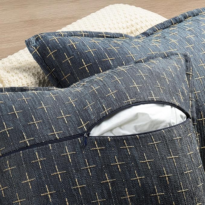 ZWJD Pillow Covers 26x26 Set of 2 Soft Polyester Textured Pillow Covers with Stylish Flange Edge Cozy Farmhouse Throw Pillows for Couch Bed Sofa Living Room