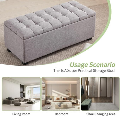 Ottoman with Storage 38 inches, Furniture End of Bed Storage Benches, Long - Image 6
