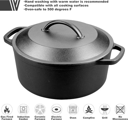 VORRINGARD Pre-Seasoned Cast Iron Dutch Oven - Image 3