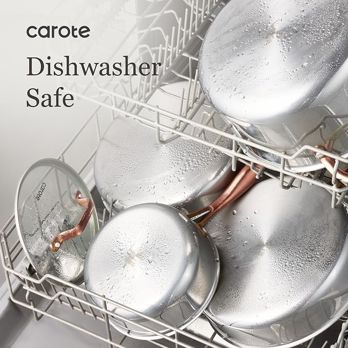 CAROTE 8"+10" Stainless Steel Frying Pan Set, Non-Toxic PTFE & PFOA Free Fry - Image 6