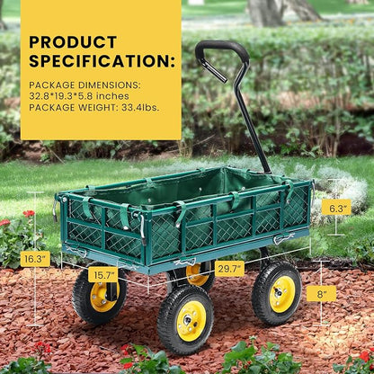 VIVOHOME Heavy Duty 400 Lbs Capacity Mesh Steel Garden Cart Folding Utility - Image 7