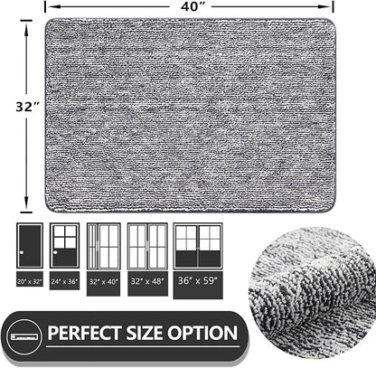 REFETONE Doormat, Indoor Absorbent Non Slip Dark Grey Doormat, Resist Dirt - Image 2