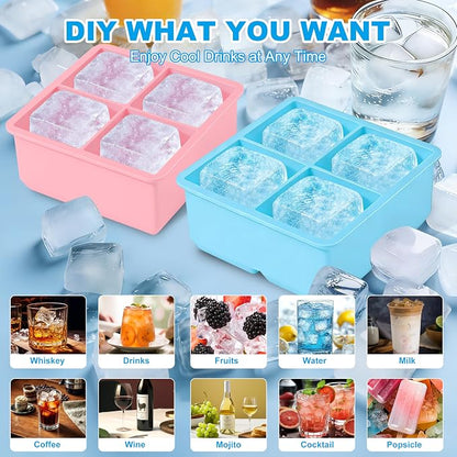 Large Silicone Ice Cube Tray 2Pack, Easy Release 2" Big Ice Cubes, Leak Proof - Image 3