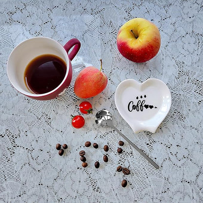 Heart-shaped Coffee Spoon Rest, Mini Coffee Spoon Holder, Small Ceramic Spoon - Image 2