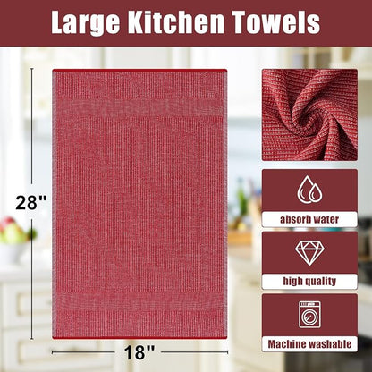 Homaxy Premium Kitchen Towels, Large Cotton Kitchen Hand Towels, Flat and Terry - Image 8