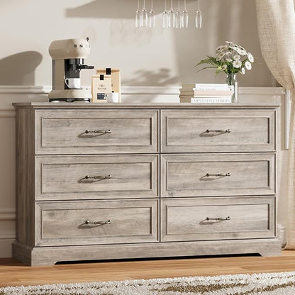 6 Drawer Dresser for Bedroom, Rustic Farmhouse Dresser by Thacuok