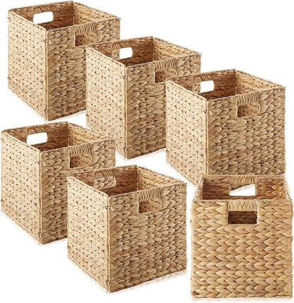 Casafield 10.5" x 10.5" Water Hyacinth Storage Baskets, Natural by Casafield