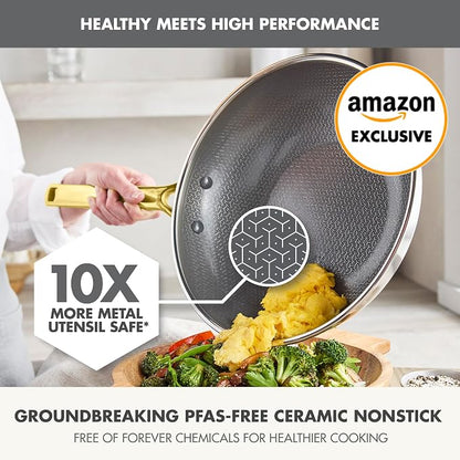 GreenPan Hybrid 11” Nonstick Stainless Steel Wok Pan, APEX Tri-Ply Thermobond - Image 2