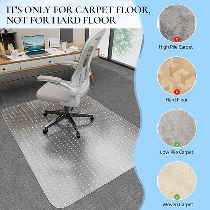 Office Chair Mat for Low Pile Carpet, 48” x 36” Transparent Office Desk Chair - Image 3