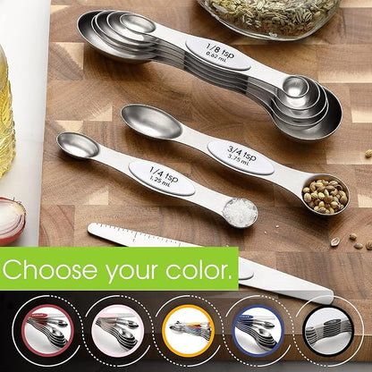 Spring Chef White Stainless Steel Magnetic Measuring Spoons Set of 8 - Image 6
