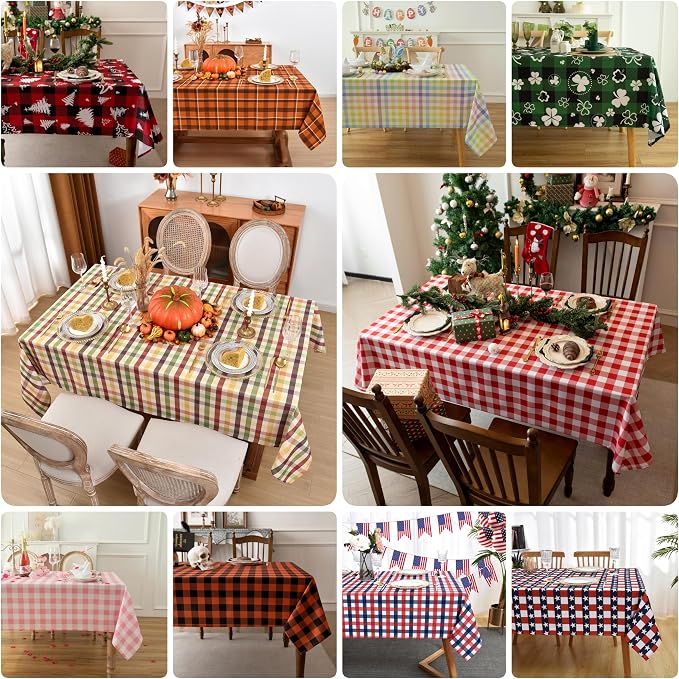 Waterproof Checkered Tablecloth Runner Fabric - Image 5