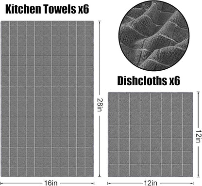 Homaxy Microfiber Kitchen Towels and Dishcloths Set, 12 Pack Soft and Absorbent - Image 6