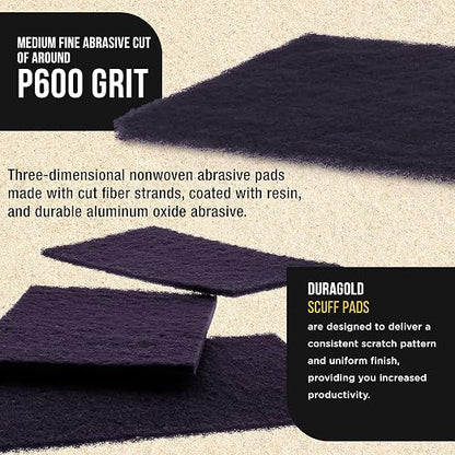 Dura-Gold Premium 6" x 9" Purple Medium Fine 600 Grit General Purpose Scuff Pads - Image 3