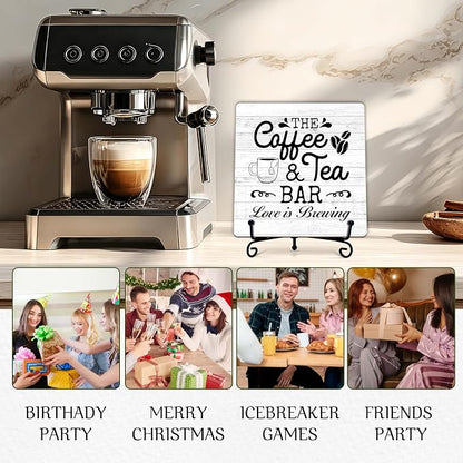 Coffee Bar Sign, Love is Brewing Farmhouse Tabletop Decor, Coffee and Tea Lover - Image 5