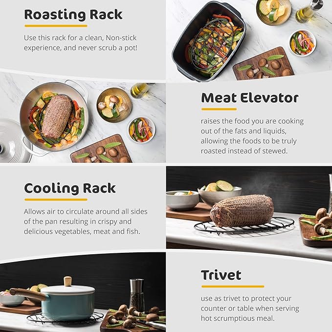 Black, Oval Oven Roasting Rack - Image 2