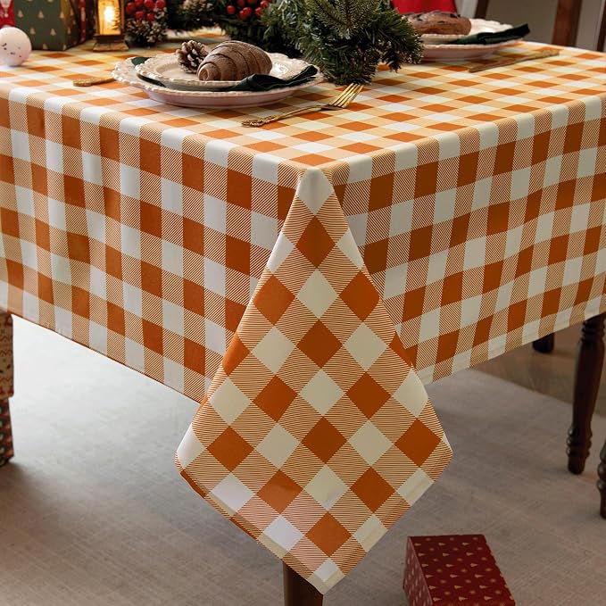 Waterproof Checkered Tablecloth Fabric by Essifunia