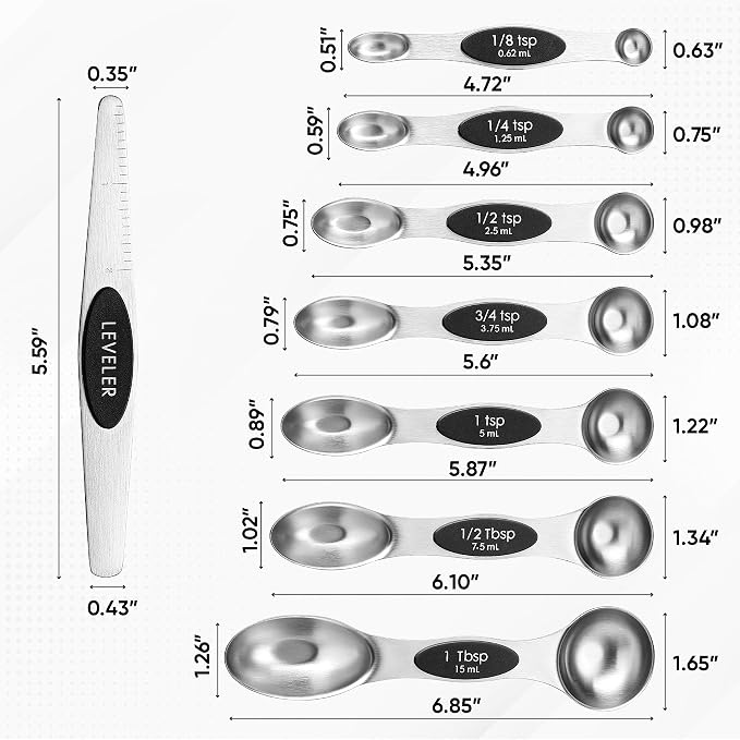 Spring Chef Magnetic Measuring Cups & Spoons Set, Strong N45 Magnets, Heavy - Image 9