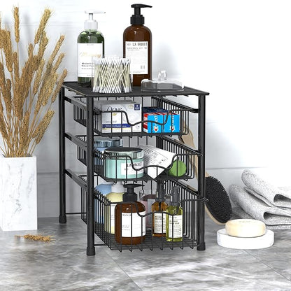 Simple Houseware Stackable 3 Tier Sliding Basket Organizer Drawer - Image 6
