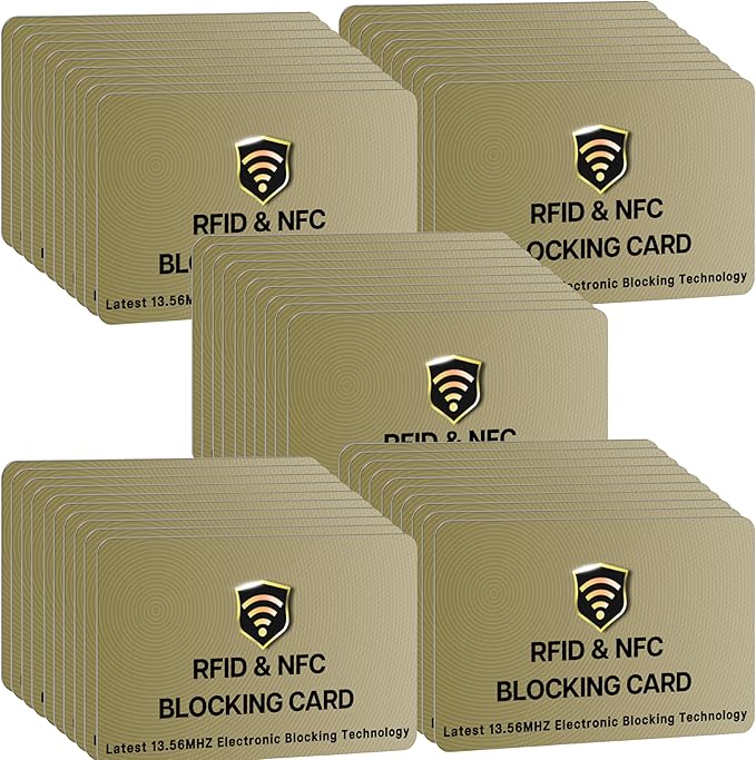 SaiTech IT RFID Cards One Card Protects Entire Wallet Purse for Men & Women, Contactless Bank Debit Credit Card ProteRFID Goldenctor ID ATM Guard Card – Golden (50 PCs Bulk RFID Card Golden)