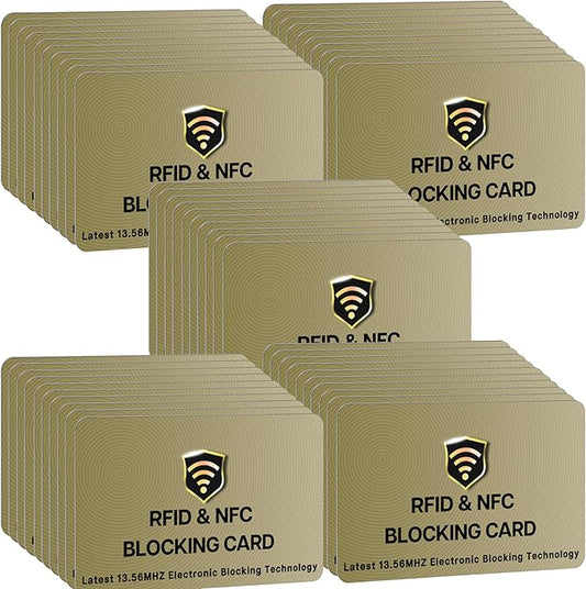 SaiTech IT RFID Cards One Card Protects Entire Wallet Purse for Men & Women, Contactless Bank Debit Credit Card ProteRFID Goldenctor ID ATM Guard Card – Golden (50 PCs Bulk RFID Card Golden)