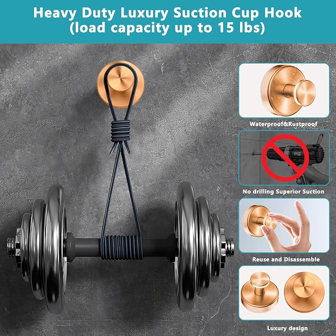 Suction Cup Hooks for Shower, Wreath Hanger for Front Door, Removable No Drill - Image 5