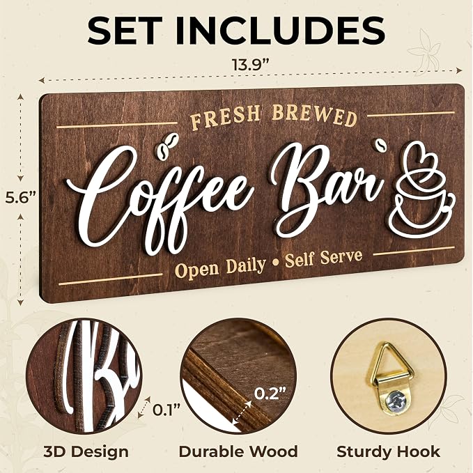 Woodamore Coffee Bar Signs for Wall Decor - Image 2