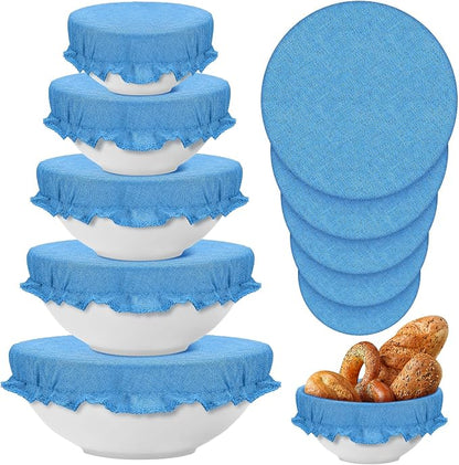 Patelai 10 Pcs Bowl Covers Reusable in 5 Size Stretch Cloth Fabric Elastic Food by Patelai