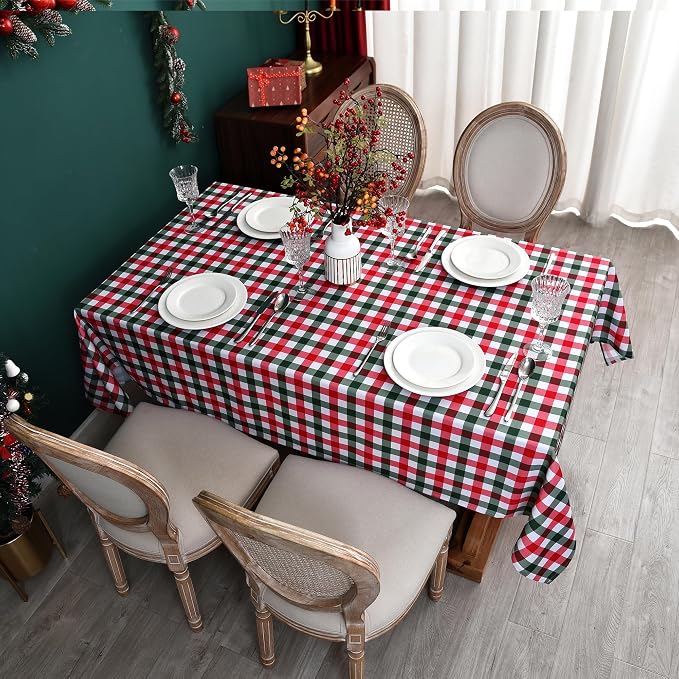 Gingham Xmas Tablecloth Fabric - Image 4