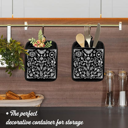 Gothic Witchy Skull Pot Holders - Image 3