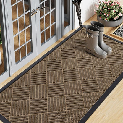 Smiry Front Door Mat Outside Entrance, Heavy Duty Outdoor Indoor Natural Rubber by Smiry