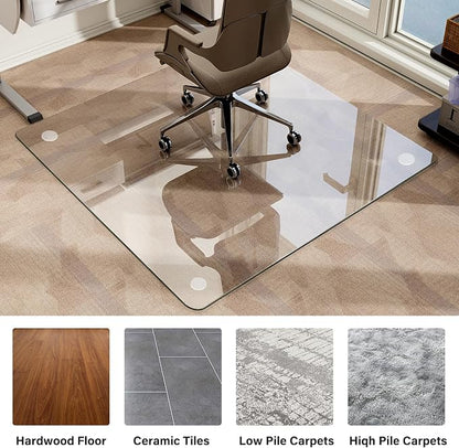 47" x 47" Tempered Glass -Glass Chair Mat, Heavy Duty Hard Floor Mat - Image 7