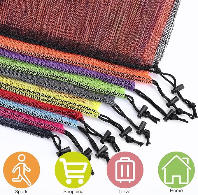 13"X15.5" 100Pcs Mesh Laundry Drawstring Bag Nylon Drawstring Gym Bag with Cord Lock Closure