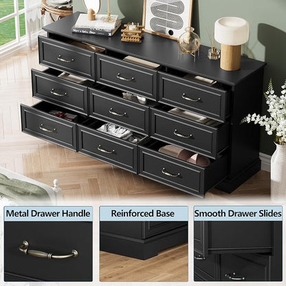 9 Drawer Dresser for Bedroom, Rustic Farmhouse Dresser - Image 5