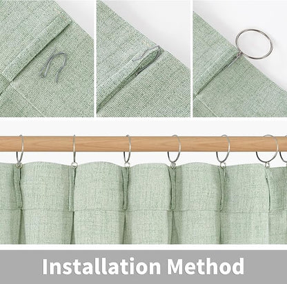 YoungsTex Sage Green Linen Curtains 90 Inch Length Living Room, Textured Semi - Image 7