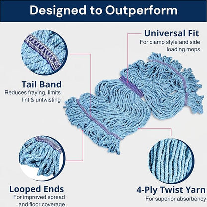 6 Packs Commercial Mop Head Replacement, Mop Heads Replacements – Heavy Duty - Image 4