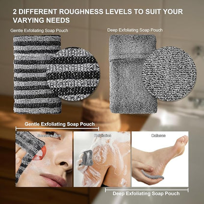4 Pack Soap Bag Different Roughness Deep and Gentle, Bar Soap Pouch Saver Pocket - Image 3