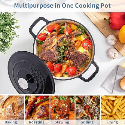 Velaze 6 QT Enameled Cast Iron Dutch Oven, Dual Handles Dutch Oven Pot - Image 3