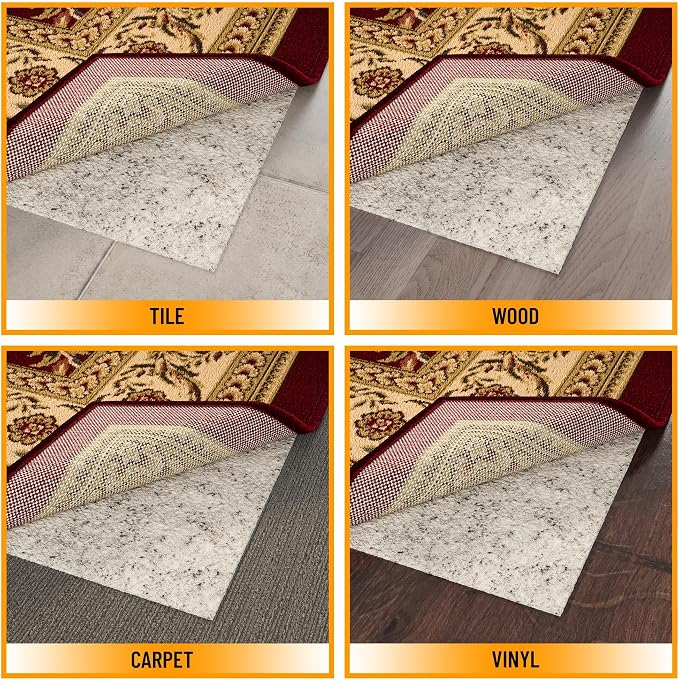 Ottomanson 7'8" x 10' Non-Slip Rug Pad Gripper 1/12 Inch Ultra Thin Dual - Image 4
