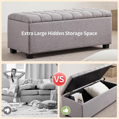 Ottoman with Storage 38 inches, Furniture End of Bed Storage Benches, Long - Image 4