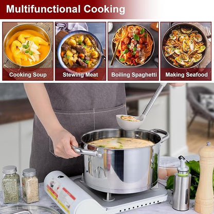 LIANYU 6 QT Stainless Steel Stock Pot, Kitchen Tri-ply Base Cooking Soup Pot - Image 5