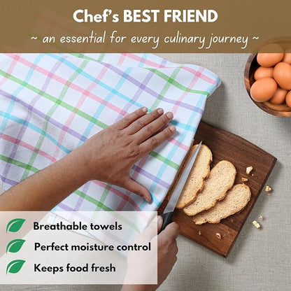 Native Fab Multi Color Checked Kitchen Towels Set of 4, 100% Cotton, 16x26 Inch - Image 2