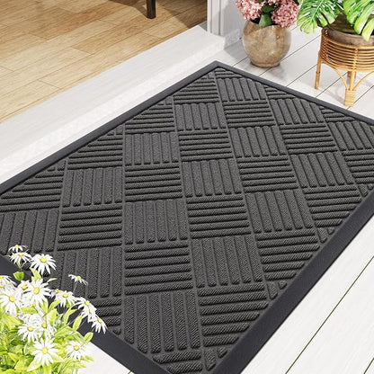 Smiry Front Door Mat Outside Entrance, Heavy Duty Outdoor Indoor Natural Rubber - Image 8
