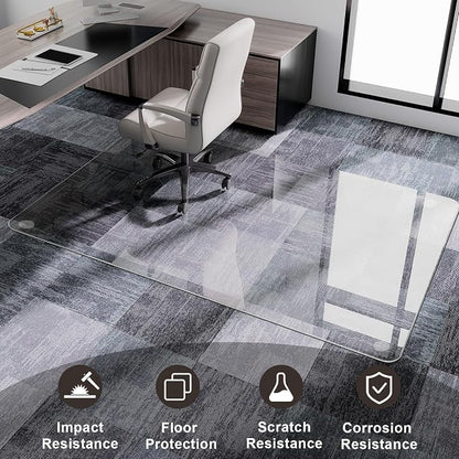 GLSLAND 54"x32" Tempered Glass Chair Mat Heavy-Duty Floor Protector - Image 5