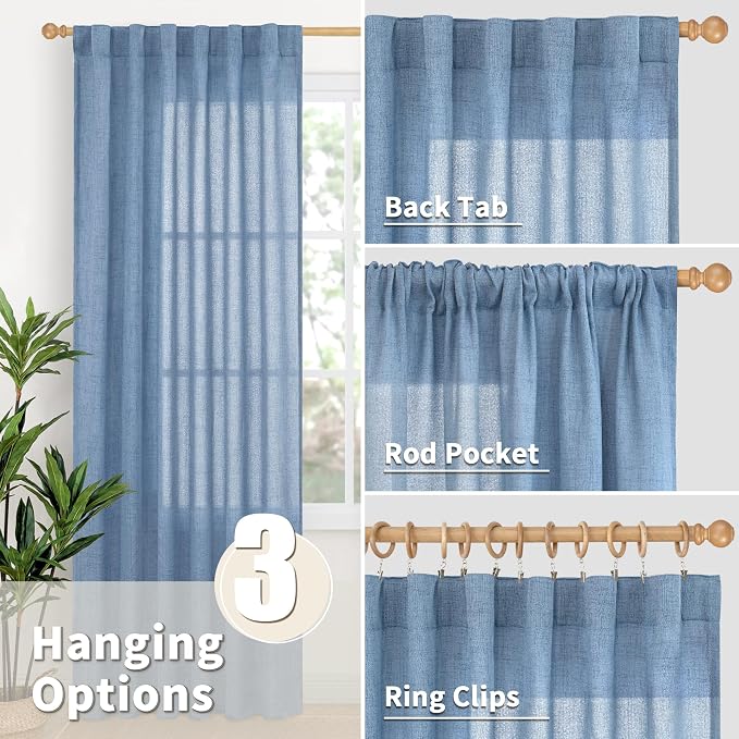 YoungsTex Denim Blue Linen Curtains 72 Inch Length - Image 5