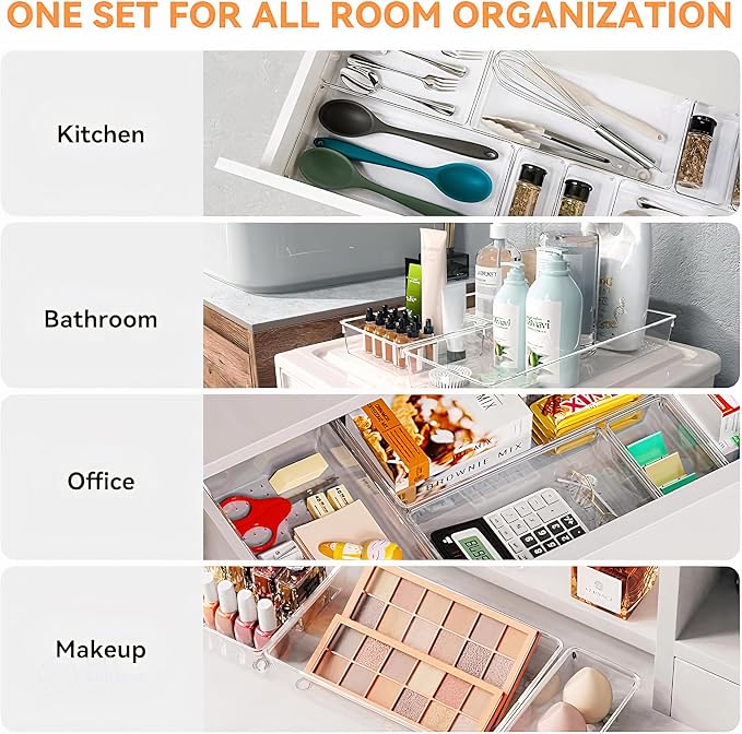 21-Pack Clear Plastic Drawer Organizer Trays – BPA-Free Storage Bins - Image 6